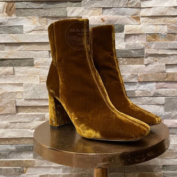 Sam Edelman 8.5 Codie Rust Velvet Ankle Boots | Block Heel, Luxe Holiday Shoe - Picture 2 of 11